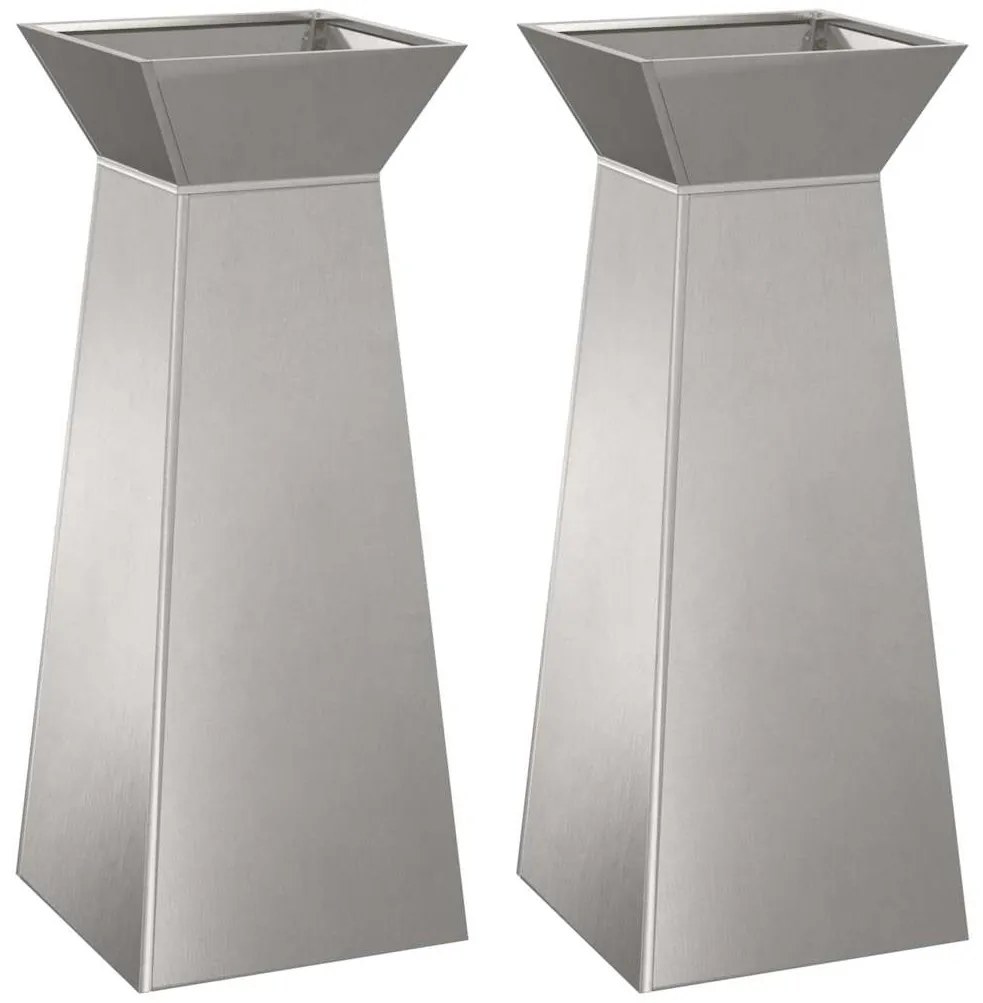 vidaXL Γλάστρα Πυλώνας 2 pcs Ασημί 40 x 40 x 100 cm Ατσάλι