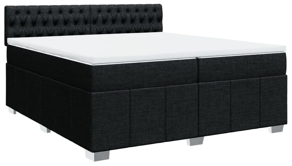 vidaXL Κρεβάτι Boxspring με Στρώμα Μαύρο 200x200 εκ. Υφασμάτινο