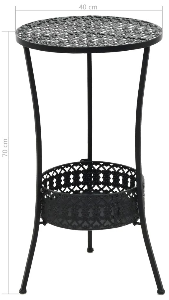 vidaXL Τραπέζι Bistro Μαύρο 40 x 70 εκ. Μεταλλικό