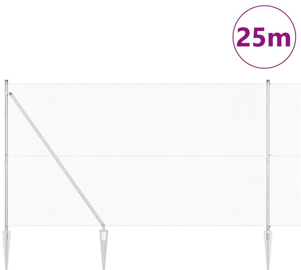 vidaXL Φράχτης Welded Wire με 13 Σπόρους 1.6x25 μ Γαλβανισμένος Χάλυβας