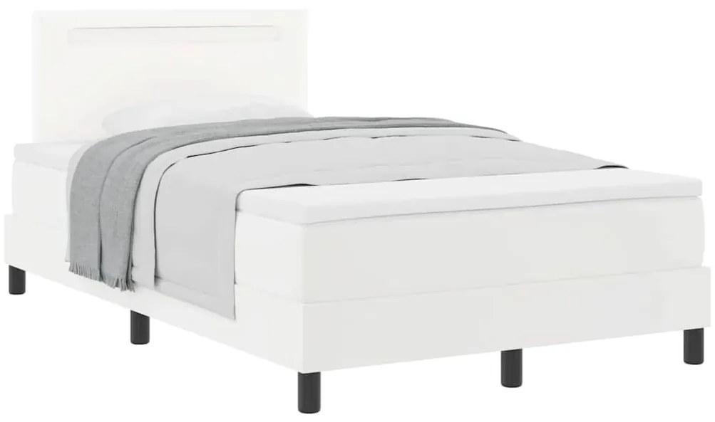 vidaXL Κρεβάτι με Στρώμα με στρώμα Λευκό 120 x 200 cm Τεχνητό δέρμα