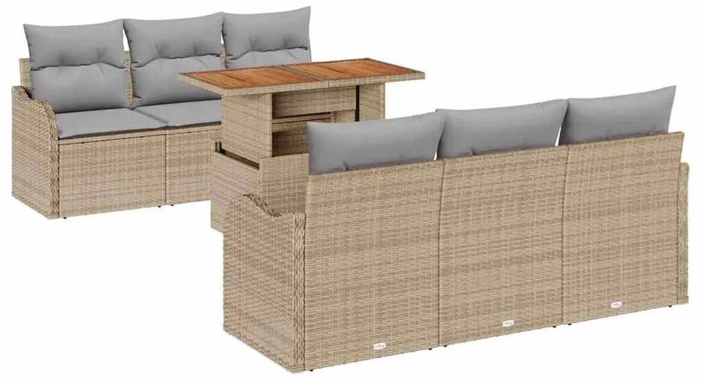 vidaXL Σετ Καναπέ Κήπου 7 pcs μπεζ και ανοιχτό γκρι 100 x 55 x 73 εκ