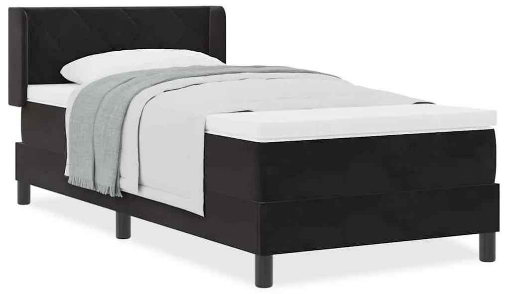 vidaXL Κρεβάτι με Ελατήρια και Στρώμα Μαύρο 100x200 εκ. Βελούδο Μαύρο