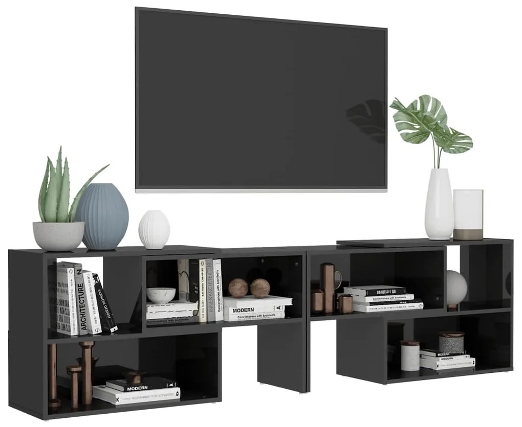 vidaXL Έπιπλο Τηλεόρασης Γυαλιστερό Γκρι 149x30x52 εκ. Επεξ. Ξύλο