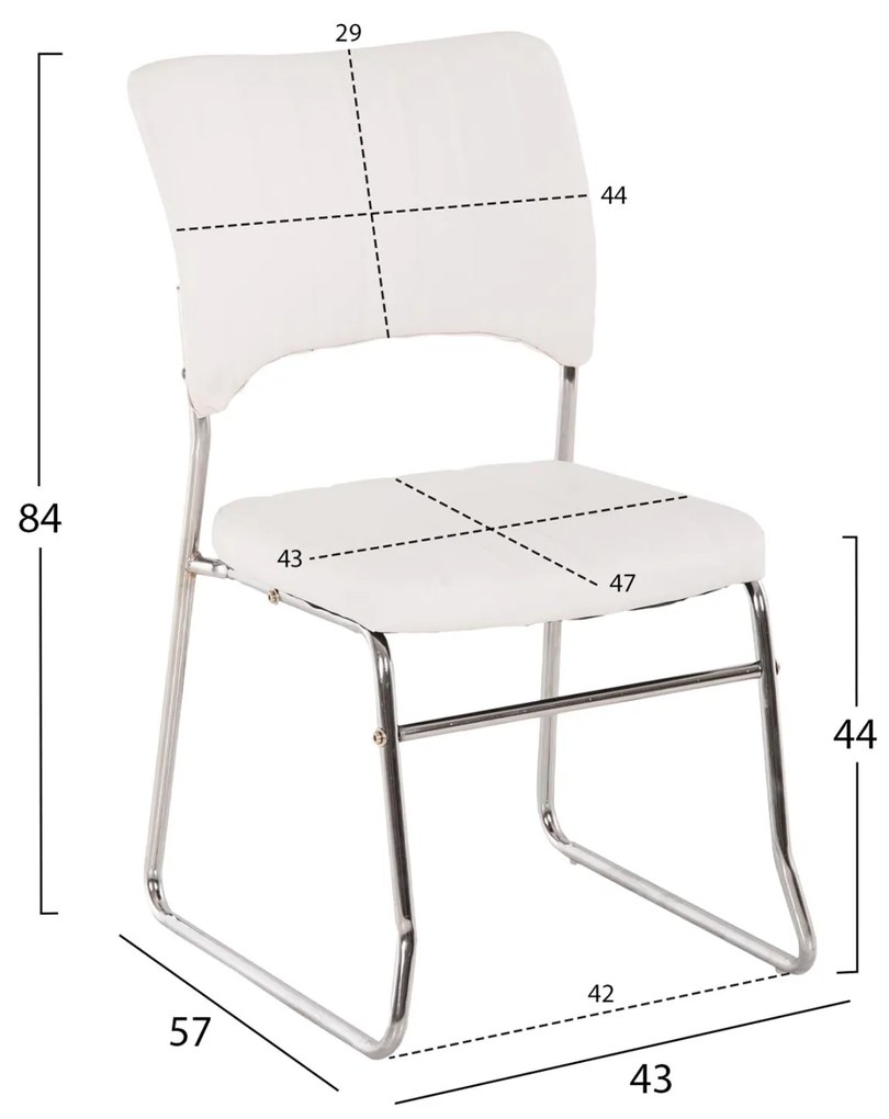 Καρέκλα επισκέπτη Quenti λευκή 52x60x85Υ εκ. 4αδα