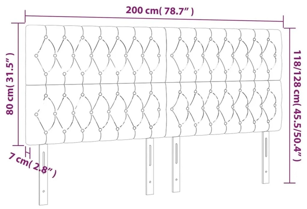 Κεφαλάρι Κρεβατιού LED Σκούρο Γκρι 200x7x118/128εκ. Υφασμάτινο - Γκρι