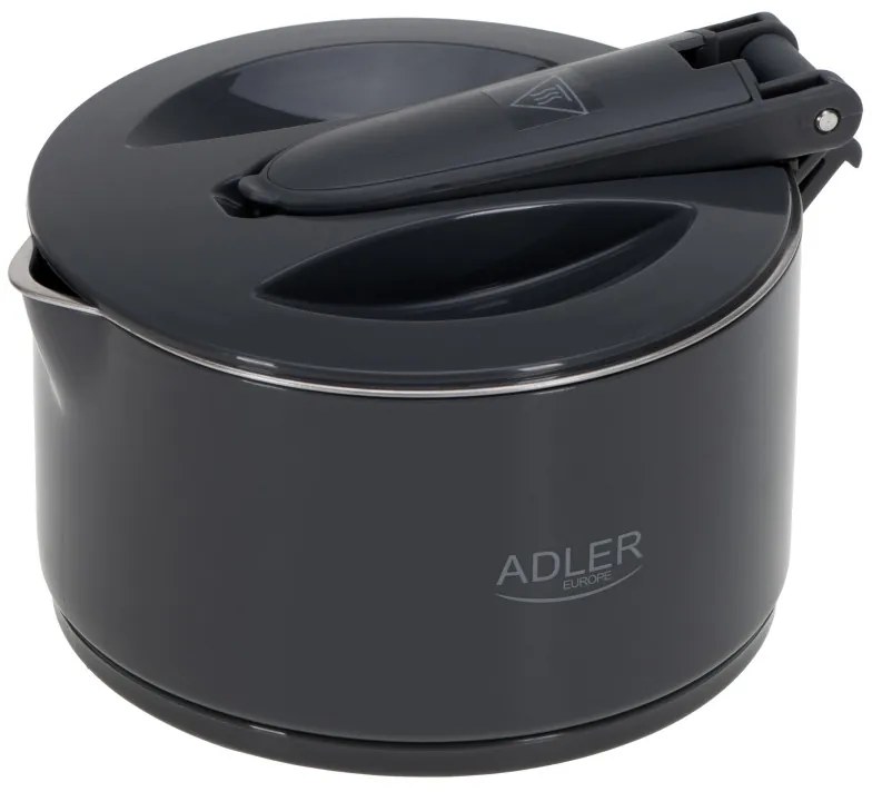 Τουριστικός ηλεκτρικός βραστήρας Adler AD 1377, 600W, 0,6 l, Αναδιπλούμενο σώμα σιλικόνης, Προστασία υπερθέρμανσης, Ένδειξη φωτός, Γκρι/Μαύρο