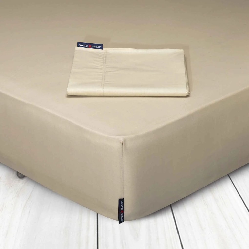 Σεντόνι Με Λάστιχο 2204 Beige Greenwich Polo Club King Size 180x200cm 100% Cotton