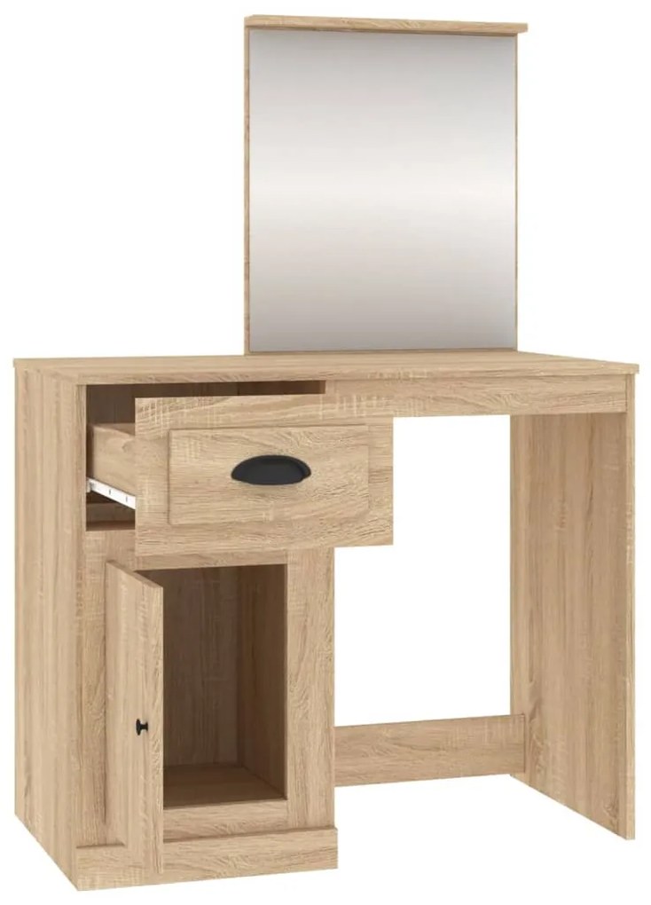 vidaXL Μπουντουάρ με Καθρέφτη Sonoma Δρυς 90x50x132,5 εκ. Επεξ. Ξύλο