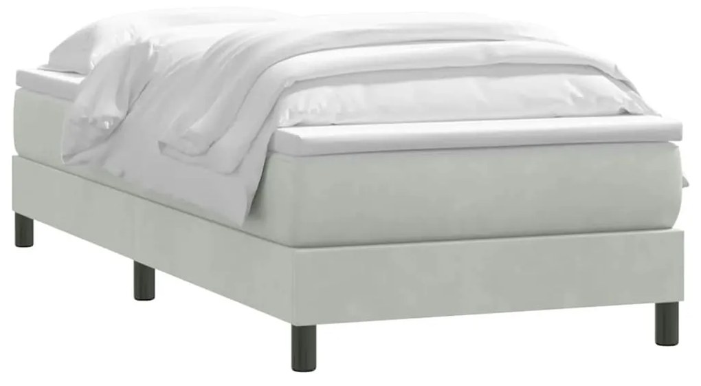 vidaXL Box Spring κρεβάτι με στρώμα ανοιχτό γκρι 100x220 εκ. Βελούδινο