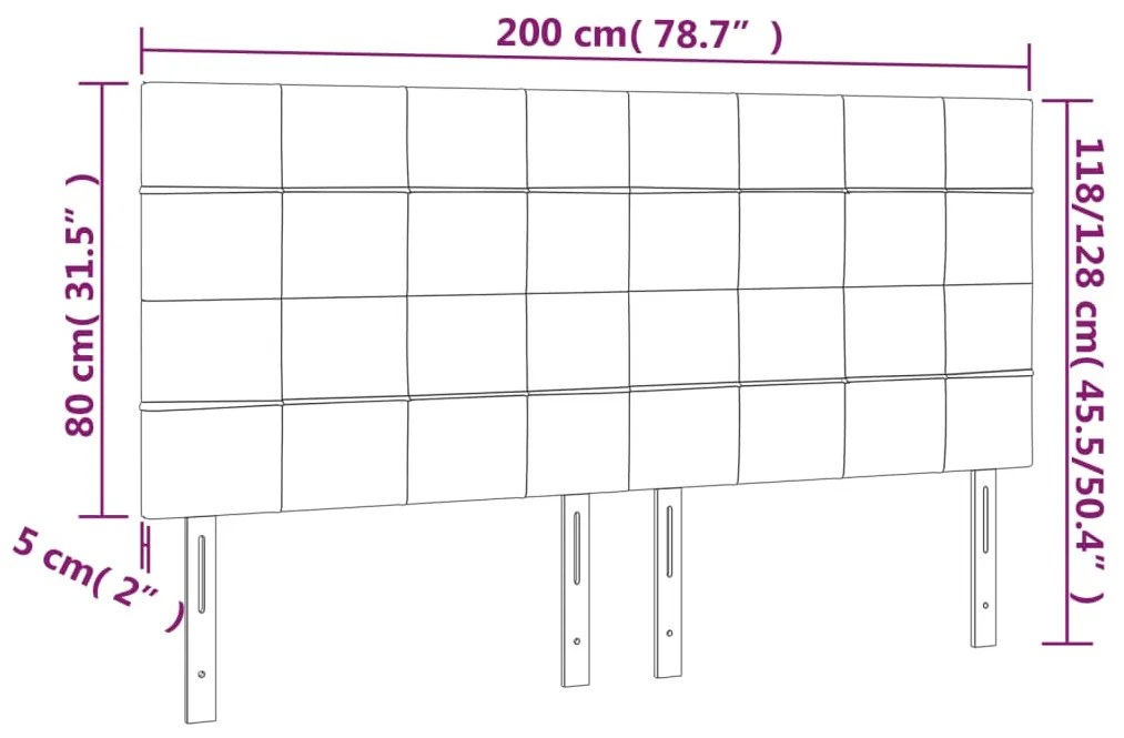 vidaXL Κεφαλάρι Κρεβατιού LED Μαύρο 200x5x118/128 εκ. Υφασμάτινο