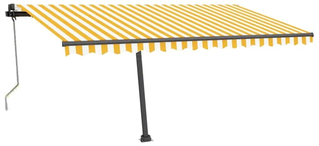 vidaXL Τέντα Αυτόματη με LED &amp; Αισθ. Ανέμου Κίτρινο/Λευκό 400x350 εκ.