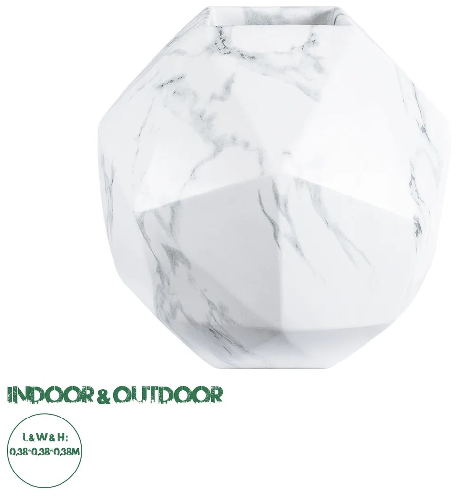 GloboStar® Artificial Garden BRIXTON 20783 Επιδαπέδιο Πολυεστερικό Τσιμεντένιο Κασπώ Γλάστρα - Flower Pot Λευκό Μ38 x Π38 x Υ38cm