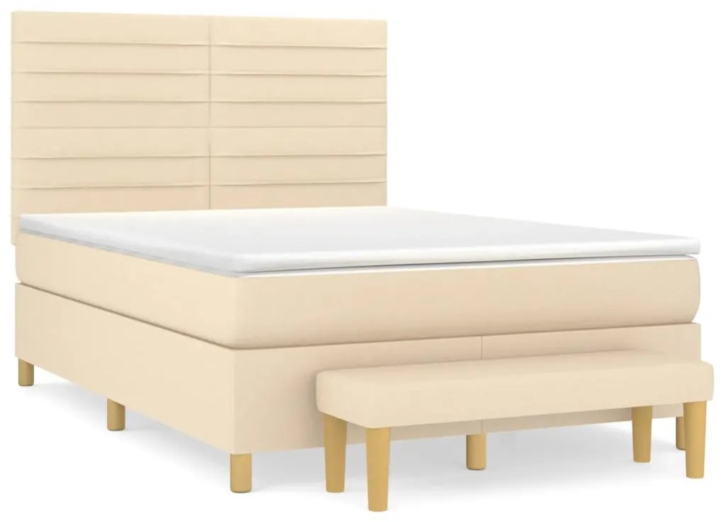 ΚΡΕΒΑΤΙ BOXSPRING ΜΕ ΣΤΡΩΜΑ ΚΡΕΜ 140X190 ΕΚ. ΥΦΑΣΜΑΤΙΝΟ 3137234