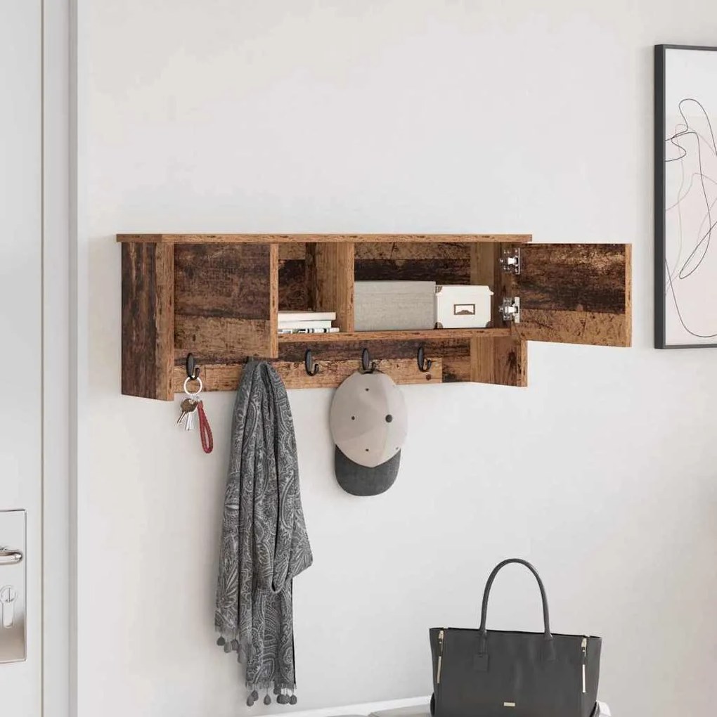 vidaXL Τοίχου Κρεμάστρα Παλαιό ξύλο 80 x 20 x 30 cm Επεξεργασμένο ξύλο