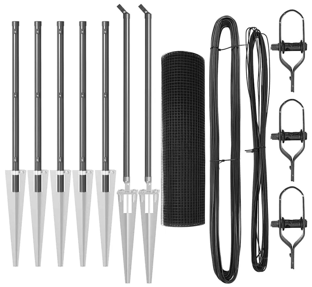 vidaXL Στύλος Περιφράξεων Γκρι 10 x 0,5 m (25 x 25 mm πλέγμα) Ατσάλι