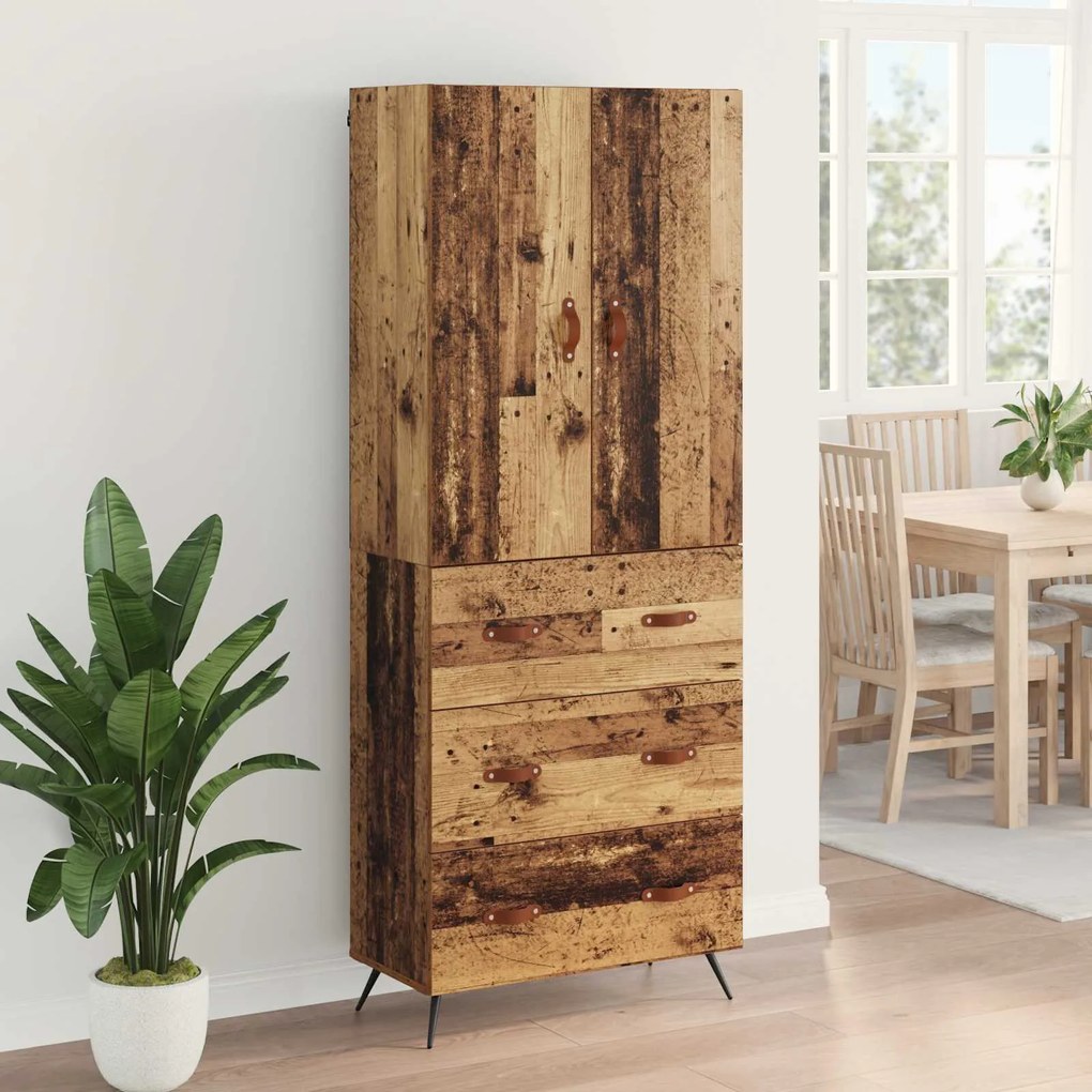 vidaXL Highboard Παλιό Ξύλο 69,5 x 34 x 180 εκ. Επεξεργασμένο ξύλο