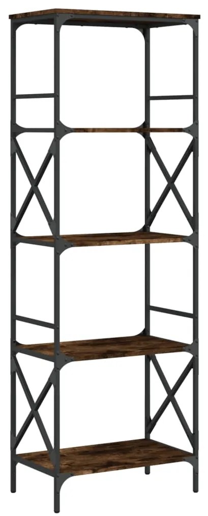 vidaXL Βιβλιοθήκη 5 Επιπέδων Καπνιστή Δρυς 59x35x171 εκ. Επεξεργ. Ξύλο