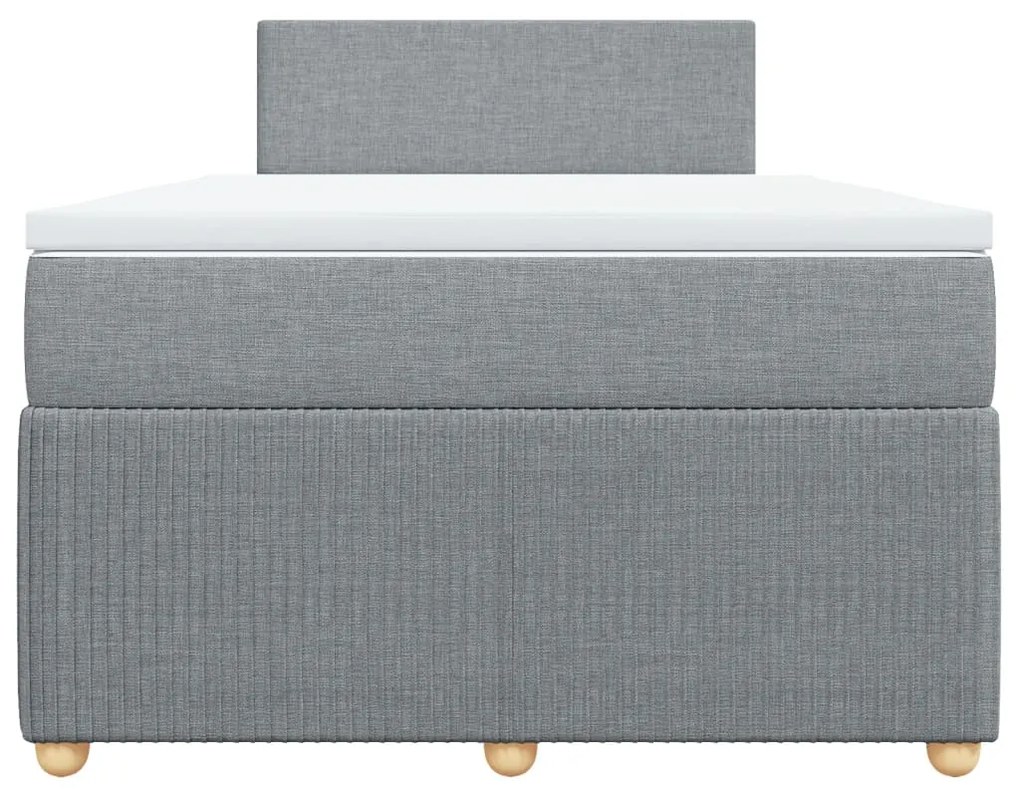 vidaXL Κρεβάτι Boxspring με Στρώμα Ανοιχτό Γκρι 120x200 εκ. Υφασμάτινο