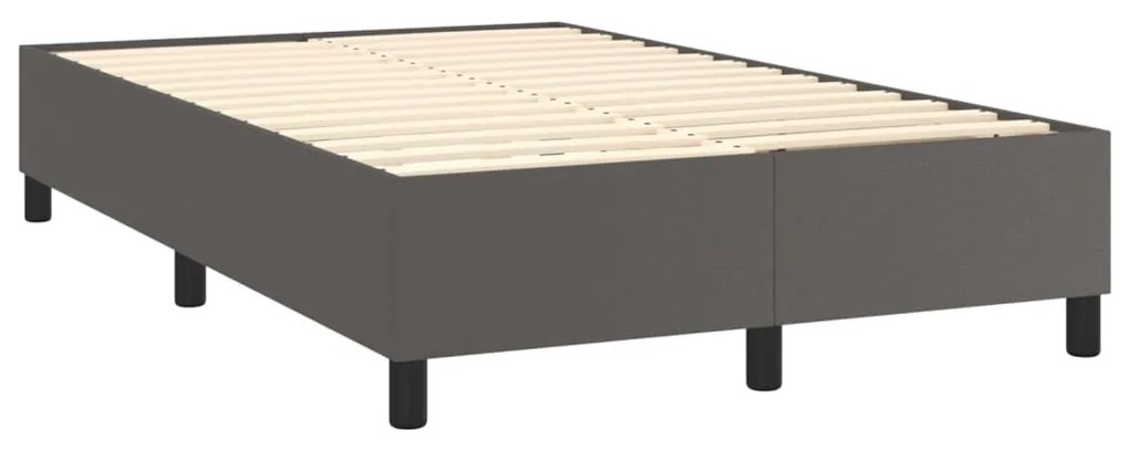 vidaXL Κρεβάτι Boxspring με Στρώμα &amp; LED Γκρι 120x200 εκ. Συνθ. Δέρμα