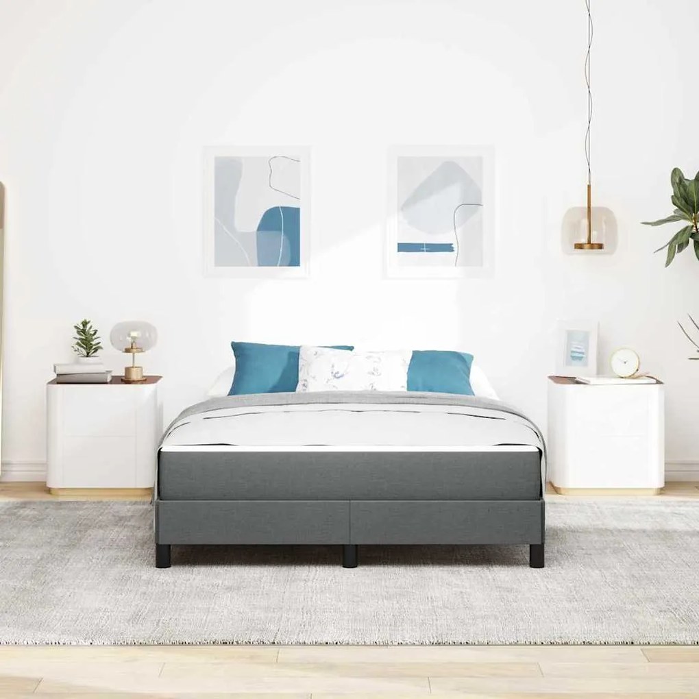 vidaXL Κρεβάτι με ελατήρια Άλλο Σκούρο γκρι 140 x 200 cm ύφασμα