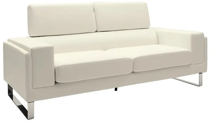Καναπές Shea pakoworld 3θέσιος PU ivory-inox 198x80x87εκ