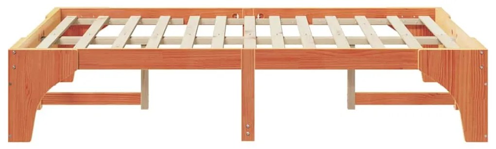 vidaXL Κρεβάτι δαπέδου Καφέ 120 x 200 cm Μασίφ ξύλο πεύκου