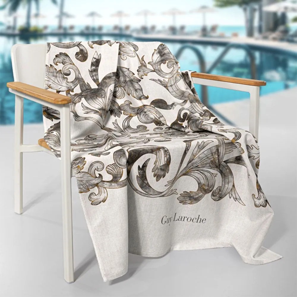 Πετσέτα Θαλάσσης Velour Printed 2406 01 Ecru Guy Laroche Θαλάσσης 100x175cm Cotton-Polyester