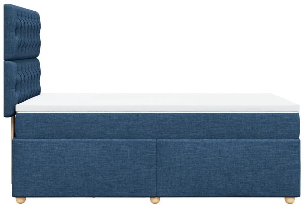 Κρεβάτι Boxspring με Στρώμα Μπλε 90x200 εκ.Υφασμάτινο - Μπλε