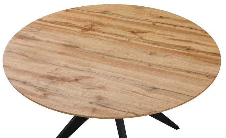 Τραπέζι Toda pakoworld mdf σε sonoma απόχρωση με μαύρα μεταλλικά πόδια Φ120x75εκ
