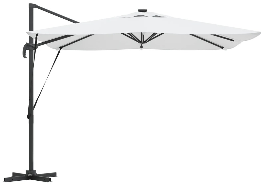 vidaXL Ομπρέλα Roma με LEDs Άμμος 286x285x270 εκ. Αλουμίνιο