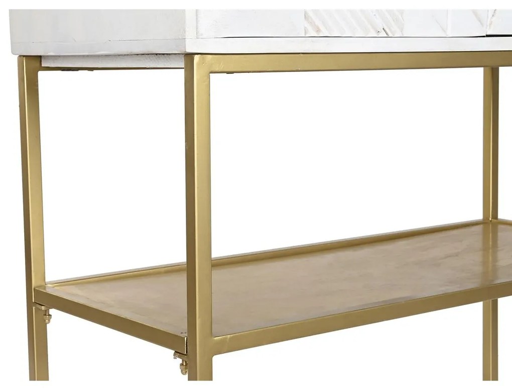 Σκευοθήκη DKD Home Decor Λευκό Χρυσό Μέταλλο Ξύλο από Μάνγκο 91 x 44 x 152 cm