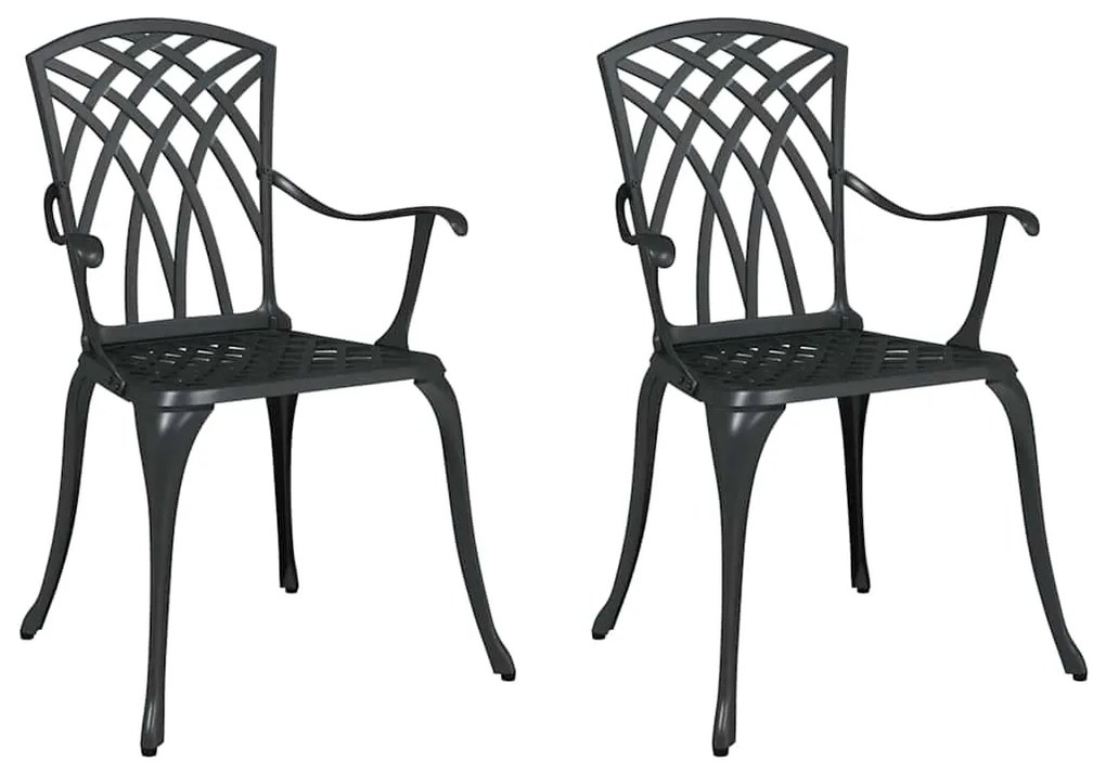 vidaXL Καρέκλα Κήπου 2 pcs Μαύρο 53 x 51 x 88.5 εκ. Αλουμίνιο