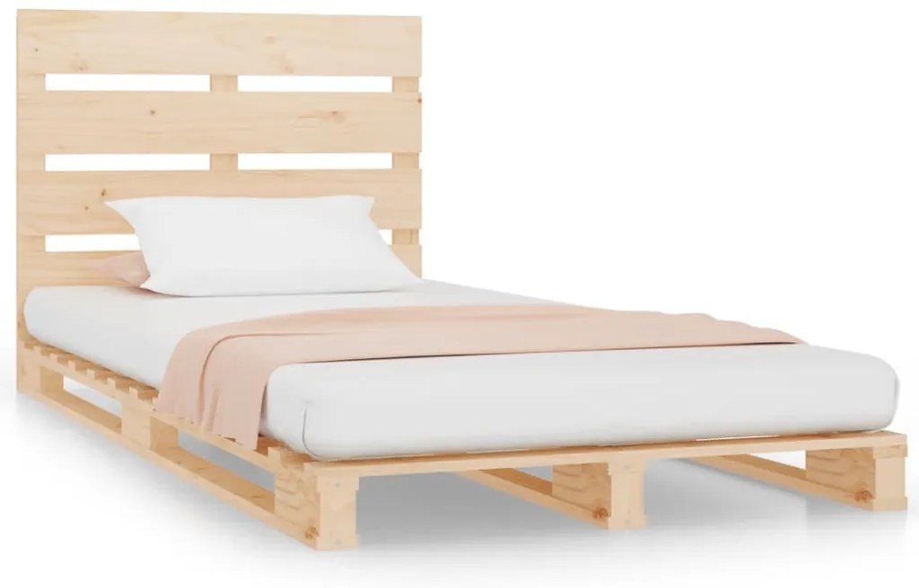 vidaXL Σκελετός Κρεβατιού Χωρίς Στρώμα 75x190 εκ Μασίφ Ξύλο Πεύκου