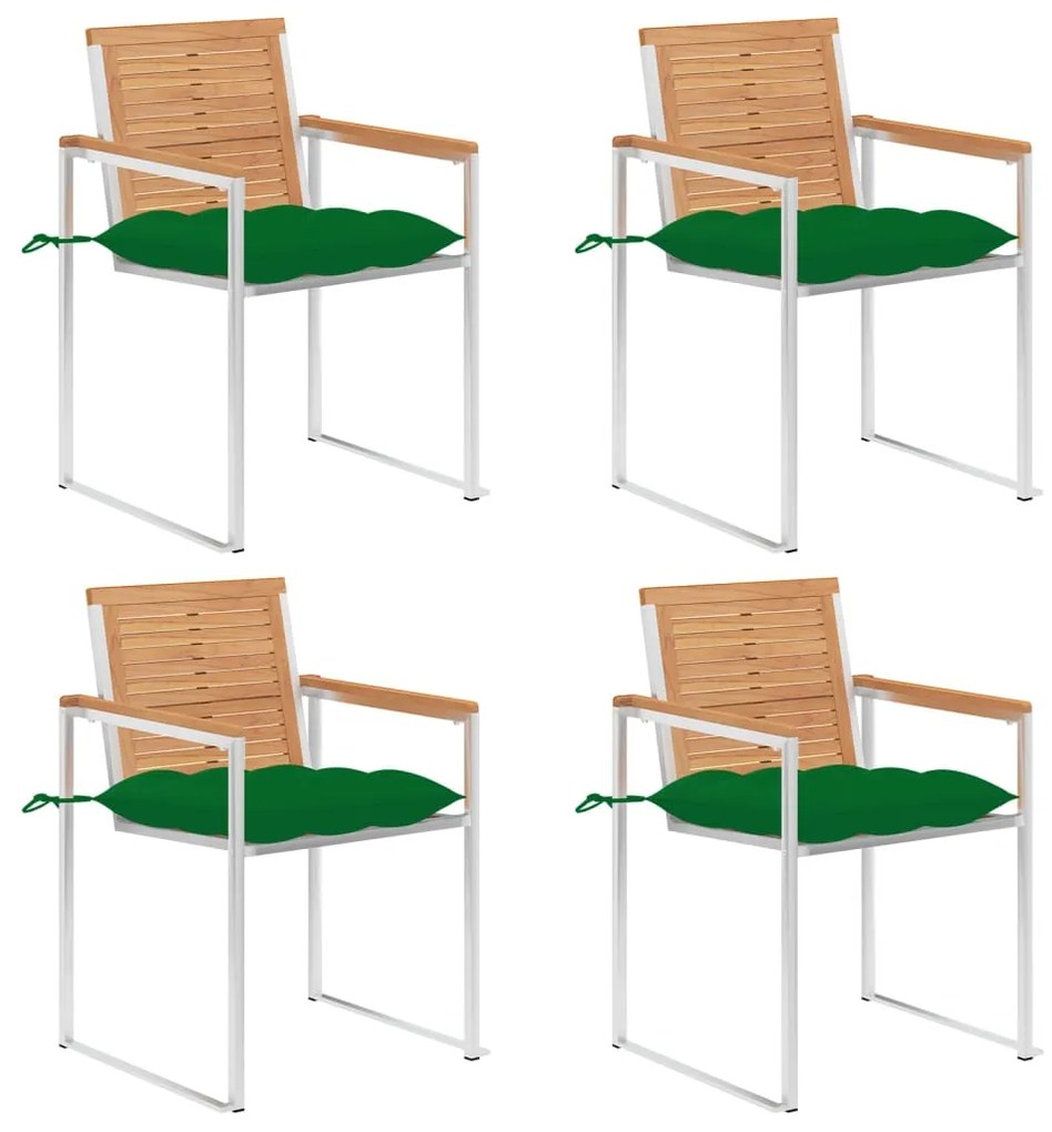 vidaXL Καρέκλες Κήπου 4 τεμ. από Μασίφ Ξύλο Teak με Μαξιλάρια