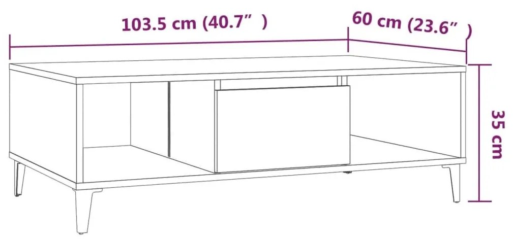 Τραπεζάκι Σαλονιού Καφέ Δρυς 103,5x60x35 εκ. Επεξεργασμένο Ξύλο - Καφέ