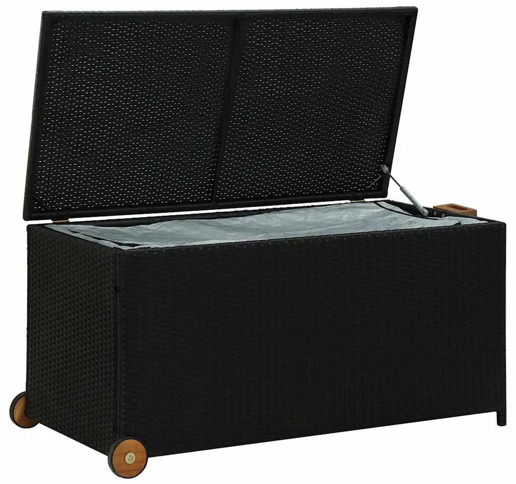 vidaXL Κουτί Αποθήκευσης Κήπου Μαύρο 120x65x61 εκ. Συνθετικό Ρατάν