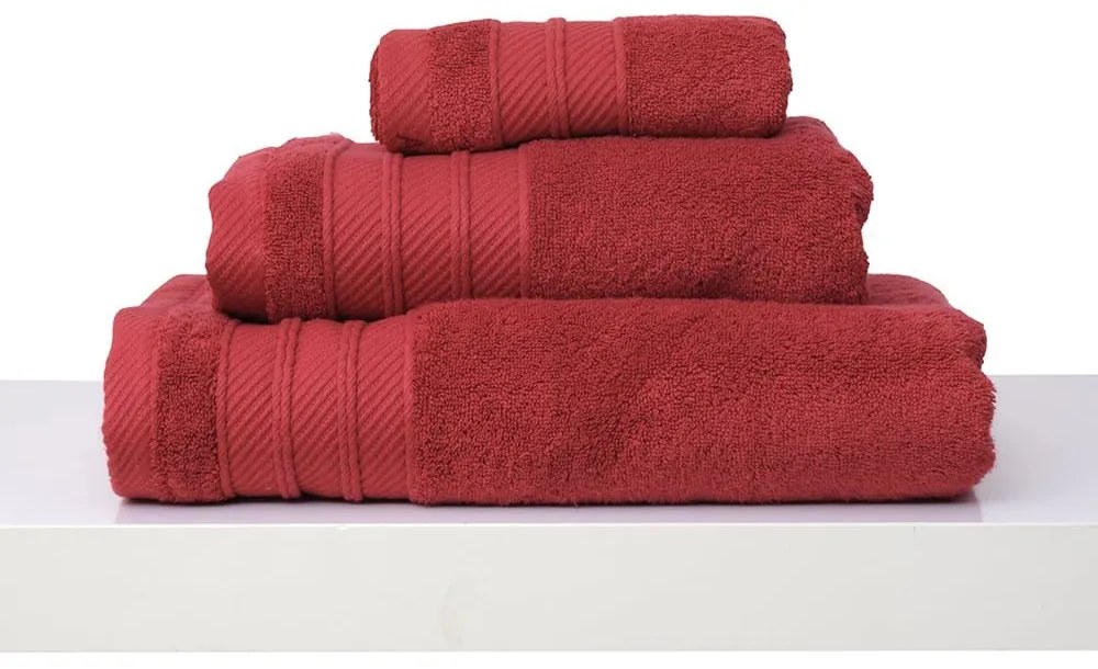 Πετσέτες Σετ 3Τμχ Με Κορδέλα 3/30x50 Des. Soft Red Anna Riska Σετ Πετσέτες 30x50cm 100% Βαμβάκι