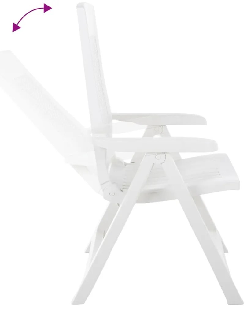 vidaXL Καρέκλες Κήπου Ανακλινόμενες 2 τεμ. Λευκές Πλαστικές