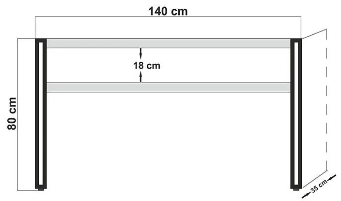 Κονσόλα PWF-0241 χρώμα πεύκου-μαύρο 140x35x80εκ 140x35x80 εκ.