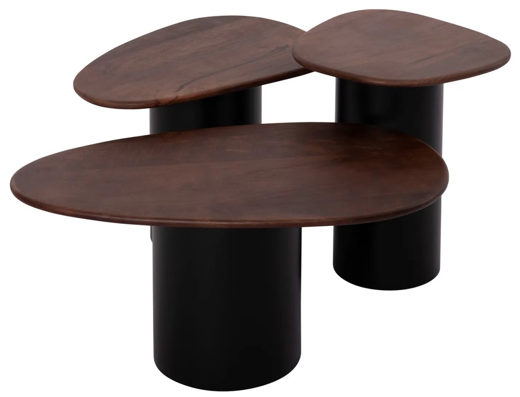 ΤΡΑΠΕΖΙA ΣΑΛΟΝΙΟΥ 3ΤΜΧ PEBBLES HM18004 MANGO TOP-ΜΕΤΑΛΛΙΚΕΣ ΜΑΥΡΕΣ ΒΑΣΕΙΣ (1 Τεμμάχια)
