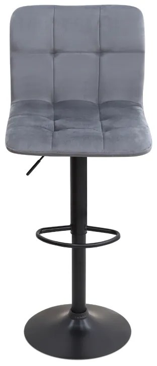 Σκαμπό μπαρ Carmelo Megapap με ρυθμιζόμενο ύψος βελούδο γκρι - βάση μαύρο ματ 45x42x90/113εκ.