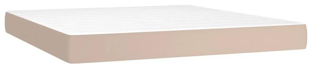 Κρεβάτι Boxspring Στρώμα&amp;LED Καπουτσίνο 180x200 εκ. Συνθ. Δέρμα - Καφέ