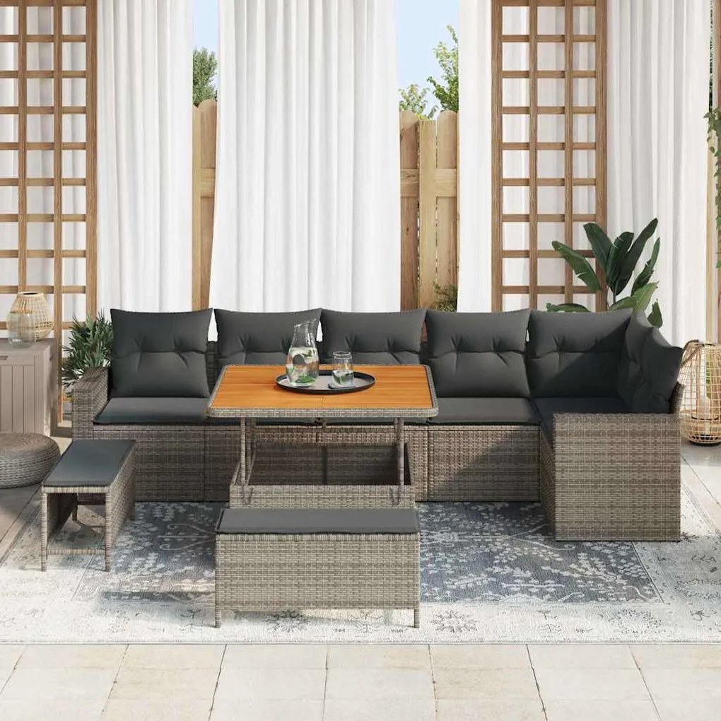 vidaXL Σετ Καναπέ Κήπου 9 pcs Γκρι συνθετικό ρατάν