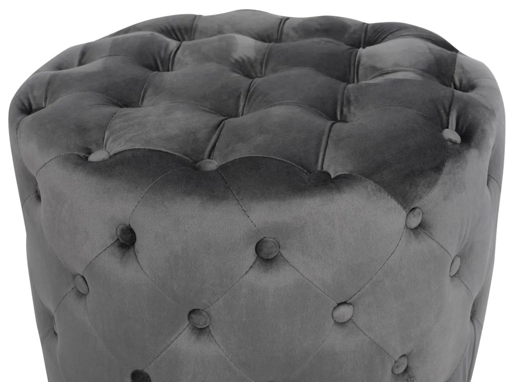 Σκαμπό KASSIE τύπου CHESTERFIELD Βελούδο Γκρί Φ60x43Υ εκ. 60x60x43 εκ.