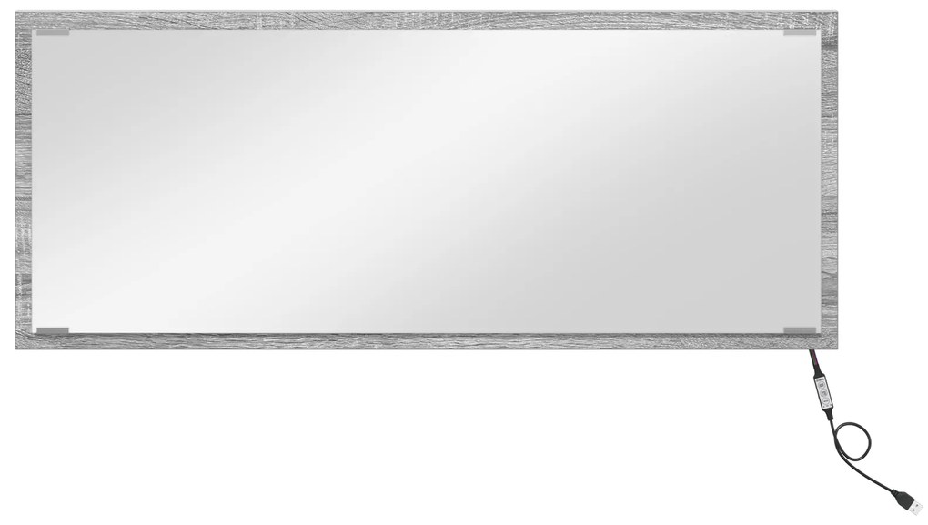 vidaXL Καθρέφτης μπάνιου  με φως LED Γκρι Σονόμα 90x8,5x37 εκ