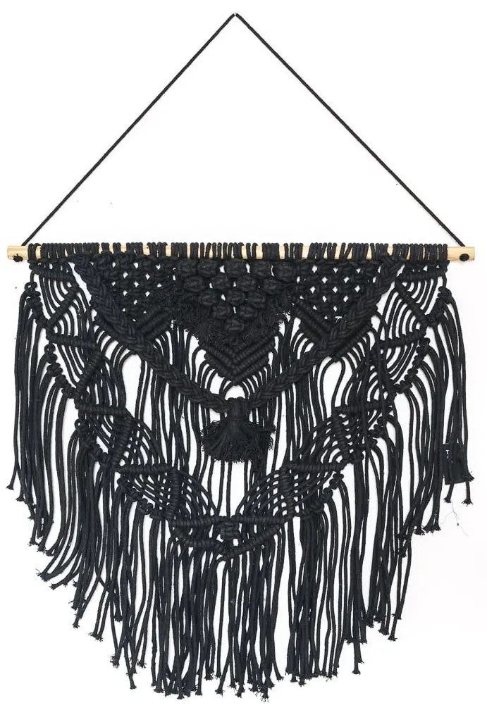 Boho Διακοσμητικό Τοίχου Βαμβακερό Macrame Rohan σε 2 Αποχρώσεις 50x50cm Μαύρο