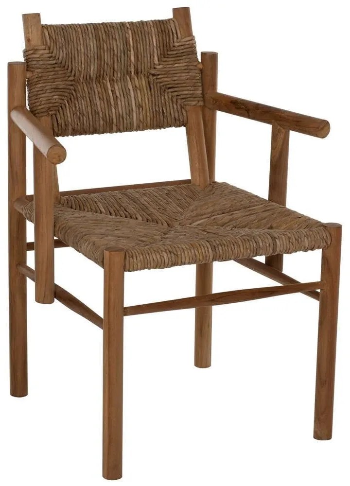 Πολυθρόνα HM9378 64Χ61Χ84cm Από Μασίφ Ξύλο Teak &amp; Ψάθα Natural Wood, Mat