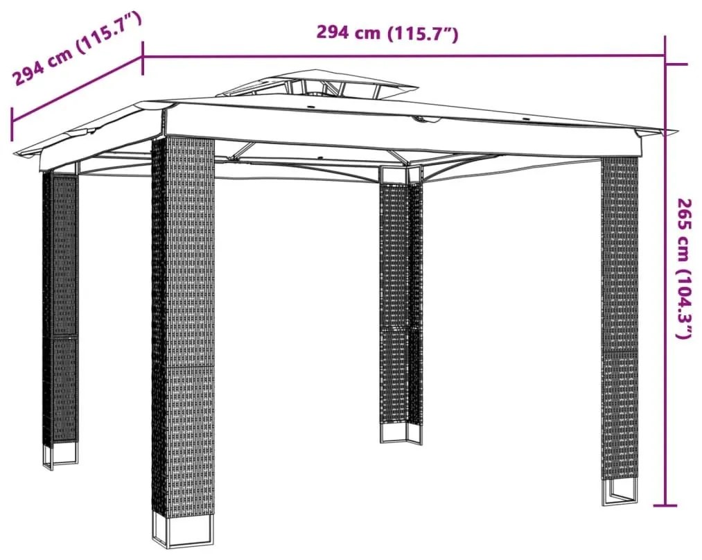 Κιόσκι με Διπλή Οροφή Ανθρακί 2,94x2,94 μ. Ατσάλινο - Ανθρακί