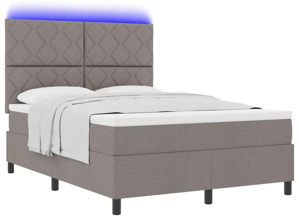 vidaXL Κρεβάτι με ελατήρια με στρώμα Taupe 140 x 200 cm ύφασμα